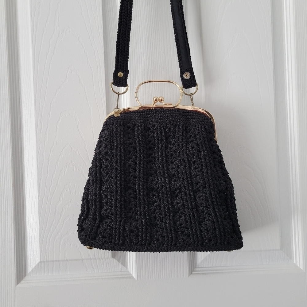 Black Crochet Shoulder Bag